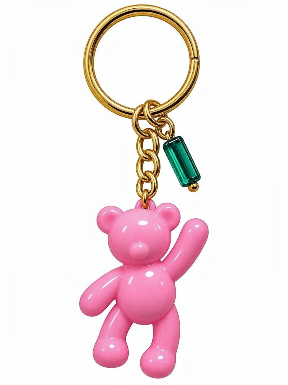 Pink Bear Keychain in Pink & Gold Like New